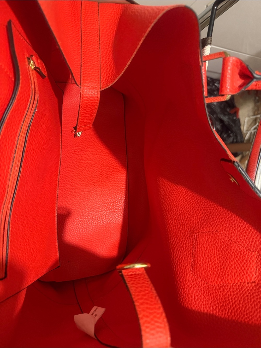 Red Leather Tote Bag - Women's - Picture 4 of 7